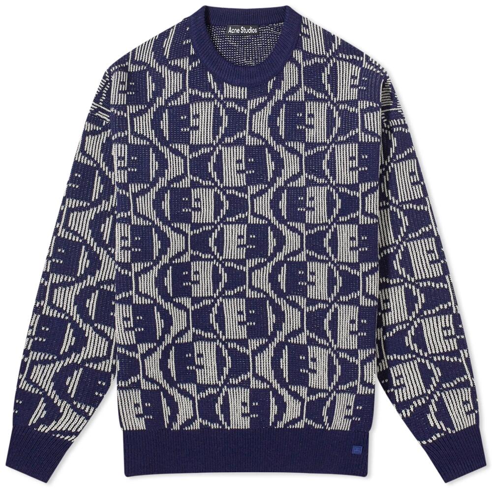 Acne Studios Men's Katch 2 Tone Face Jumper in Navy/Oatmeal Melange Cover