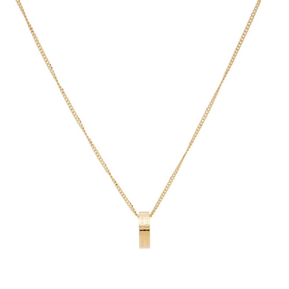 MM6 Maison Margiela Men's Number Logo Ring Necklace in Polished Gold Cover