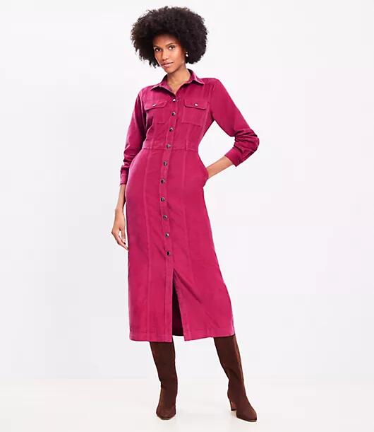 Loft Corduroy Midi Pocket Shirtdress Cover