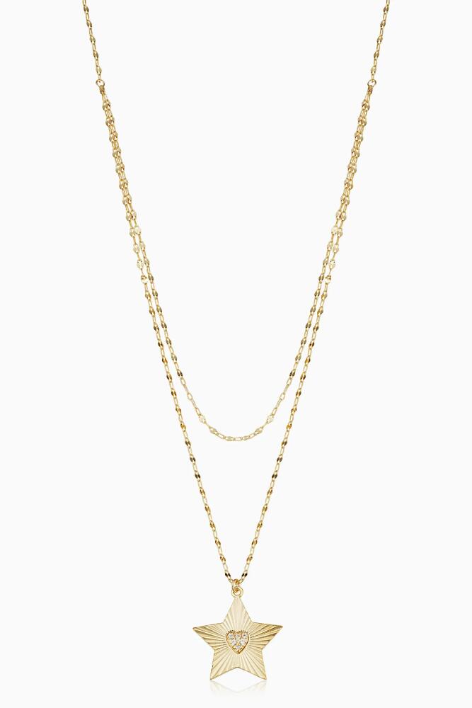 Oradina 14K Yellow Gold Starburst Layered Necklace Cover