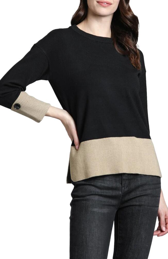 APNY Wide Cuff Colorblock Sweater in Black/Camel Cover