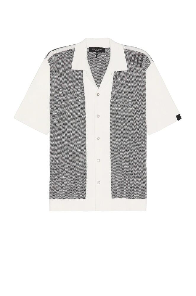 Rag & Bone Herringbone Snap Front Avery Button Down Shirt in Cream Cover