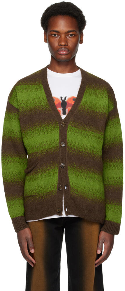 Pop Trading Company Green & Brown Striped Cardigan Cover