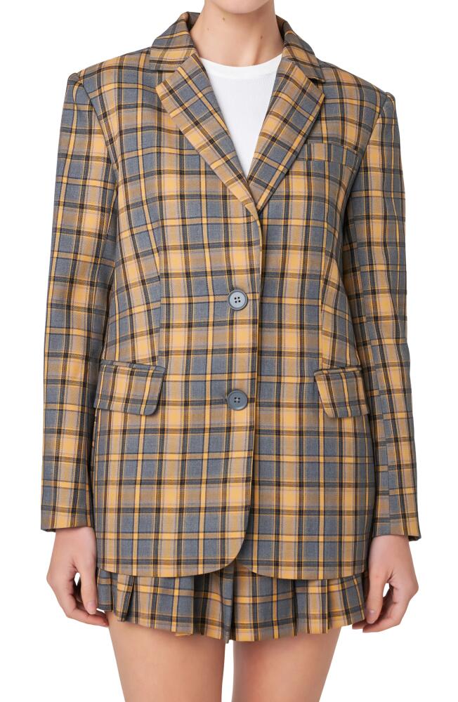 English Factory Plaid Blazer in Grey Multi Cover