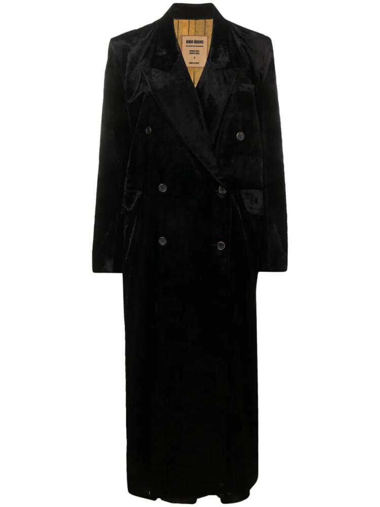 Uma Wang velvet-effect double-breasted coat - Black Cover