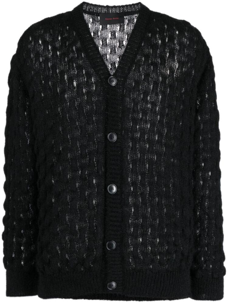 Simone Rocha open-knit button-up cardigan - Black Cover