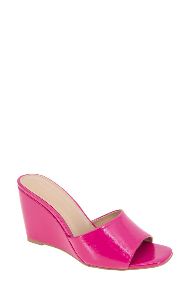 bcbg Giani Wedge Slide Sandal in Viva Pink Patent Cover