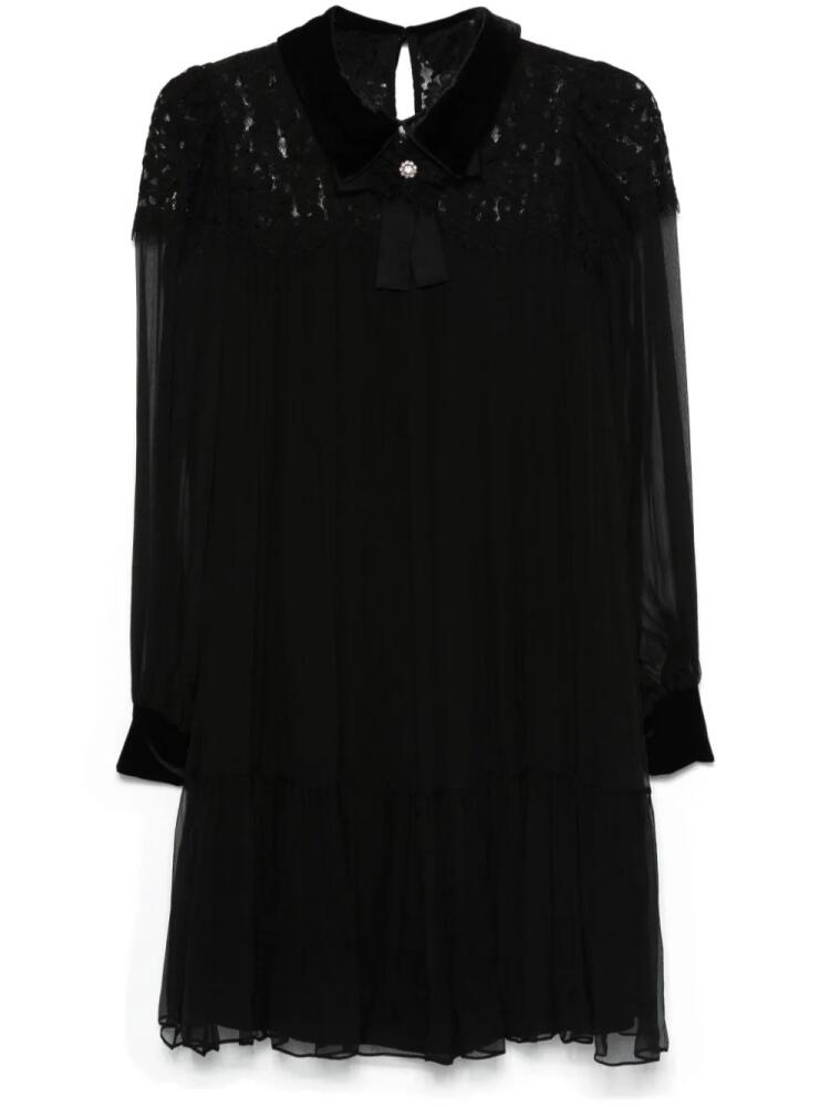 NISSA lace-panel silk midi dress - Black Cover