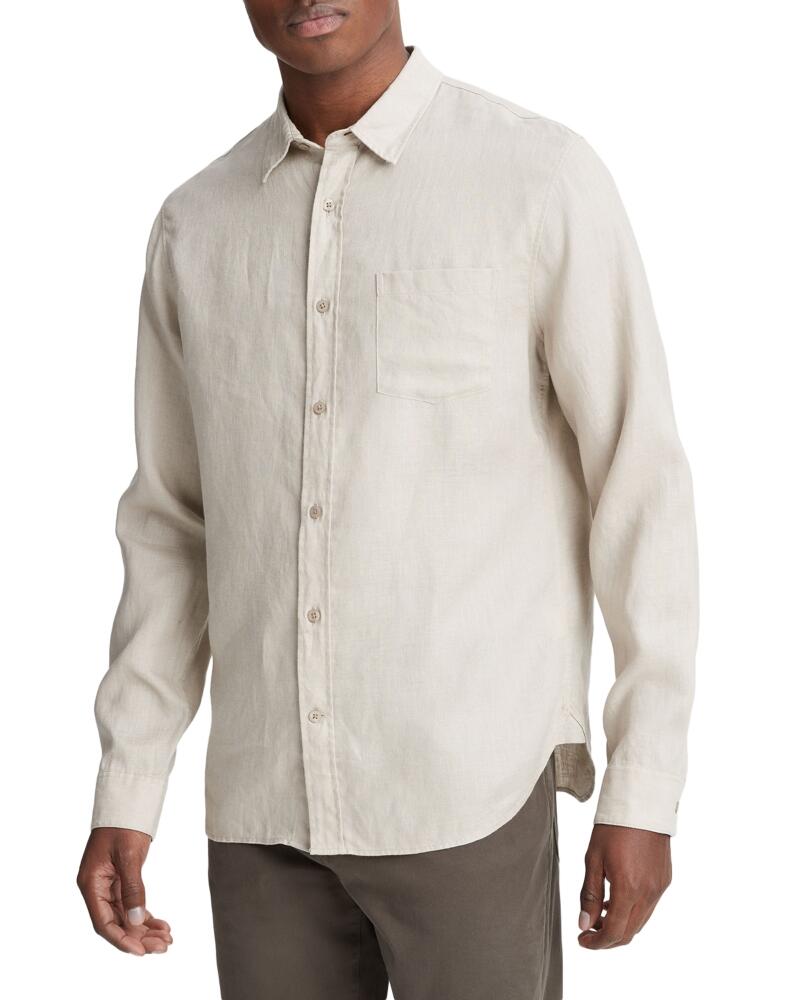 Vince Solid Linen Button Down Shirt Cover