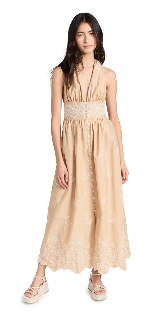 Shoshanna Marguerite Maxi Dress Khaki/Optic Cover