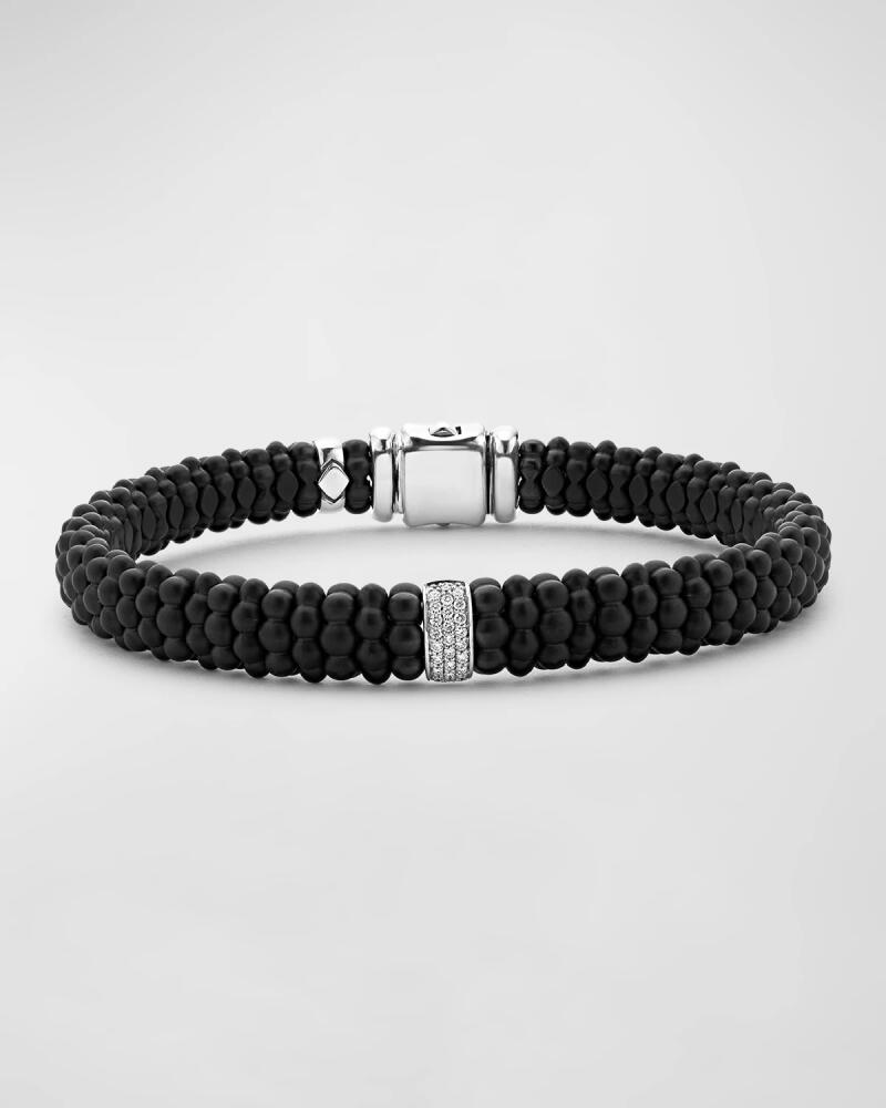 LAGOS Men's Black Caviar Rope Bracelet with Diamonds, 9mm, Size 8 Cover