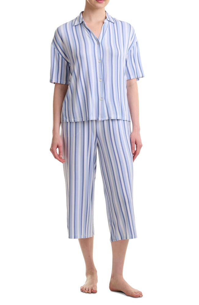 Splendid Stripe Boxy Top Crop Pajamas in Cool Breeze Stripe Cover