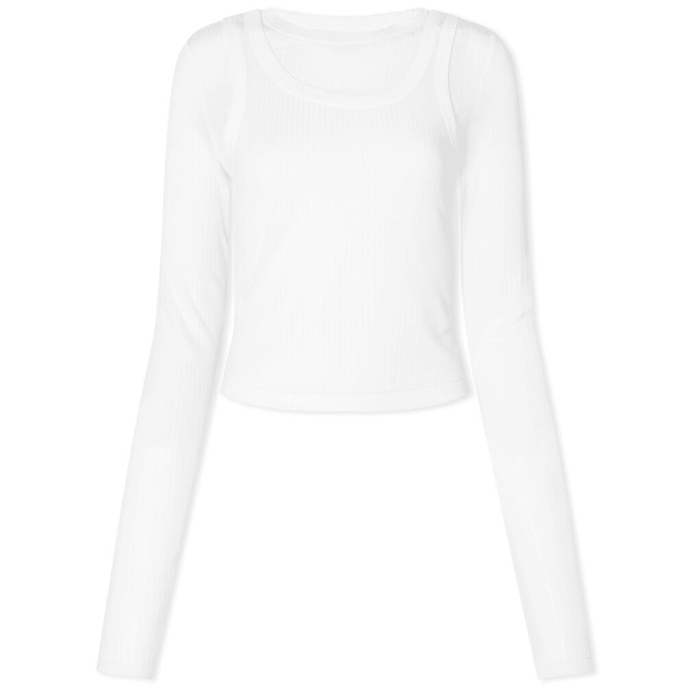 Adanola Women's Lightweight Rib Layer T-Shirt in White Cover