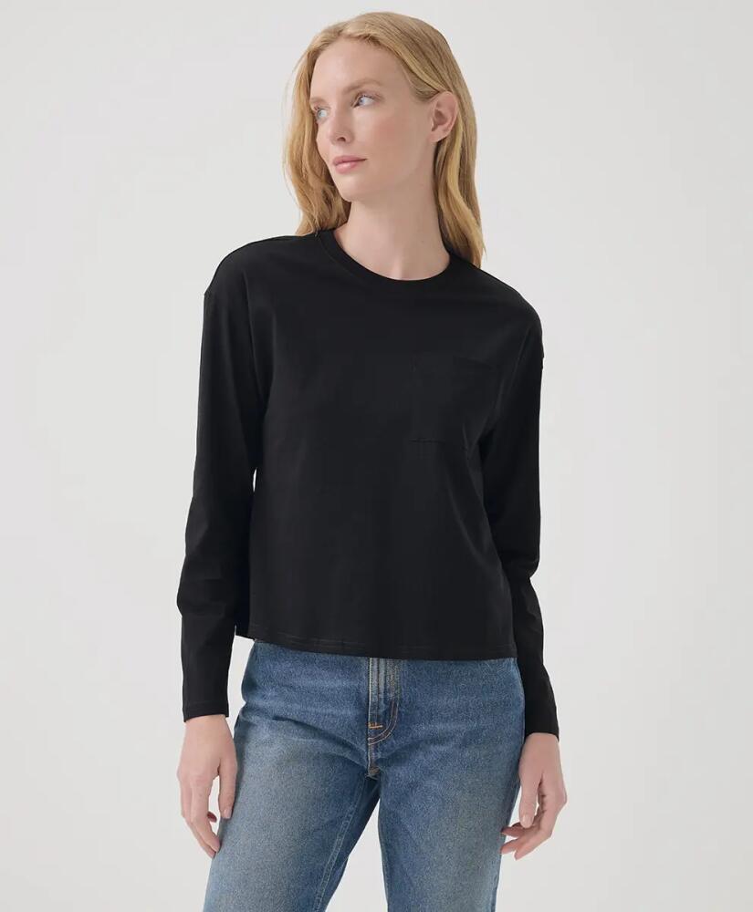 Pact Organic Cotton Softspun Long Sleeve Pocket Tee in Black Cover