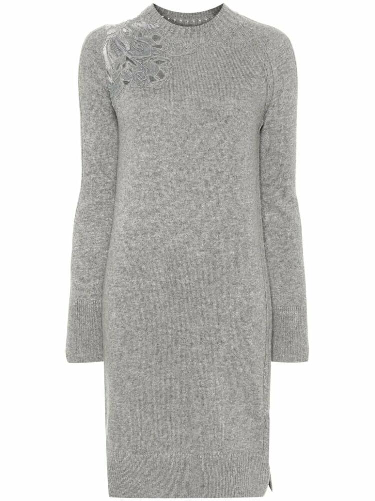 Ermanno Scervino lace-insert knitted midi dress - Grey Cover