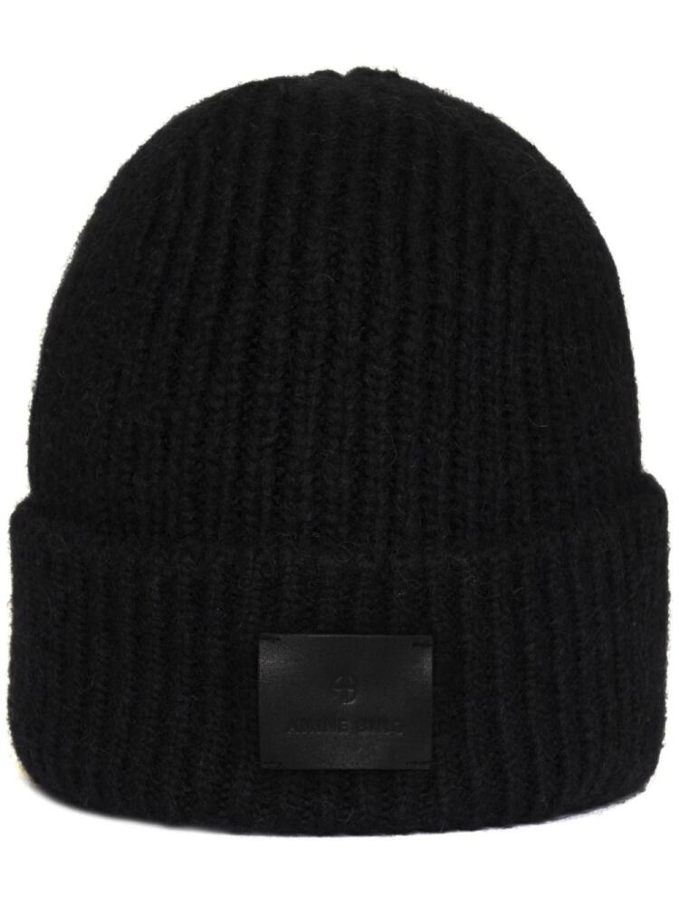 ANINE BING Elia logo-patch beanie - Black Cover