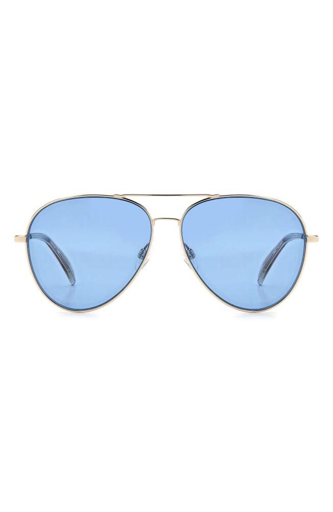 rag & bone 59mm Aviator Sunglasses in Gold Beige/Blue Cover