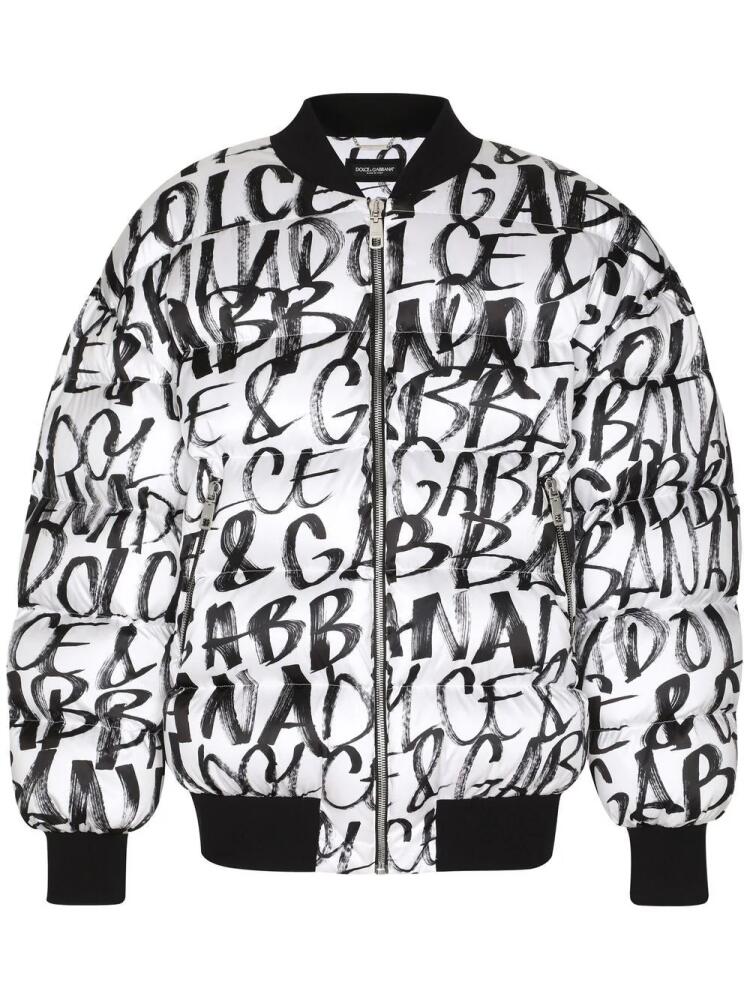 Dolce & Gabbana all-over logo-print bomber jacket - White Cover