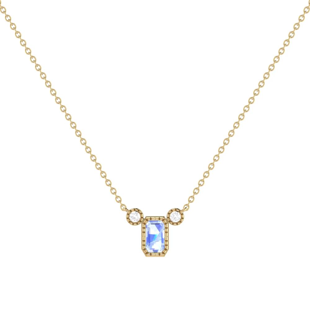 LuvMyJewelry Emerald Cut Tanzanite & Diamond Birthstone Necklace in 14K Gold in Yellow Gold Cover