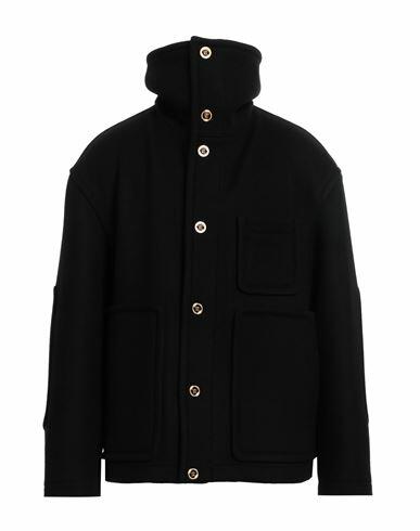 Versace Man Coat Black Virgin Wool, Cashmere Cover