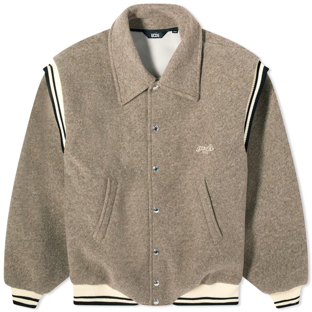 GCDS Men's Team Bomber Jacket in Taupe Cover