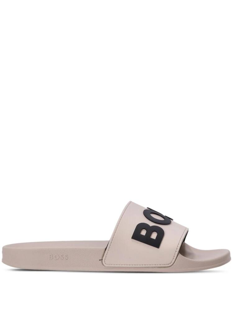 BOSS logo-debossed moulded-footbed slides - Neutrals Cover