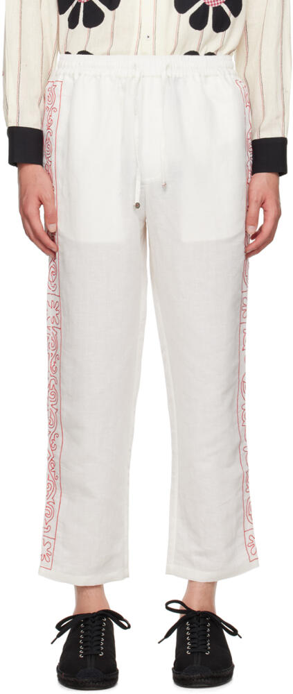 HARAGO Off-White Embroidered Trousers Cover