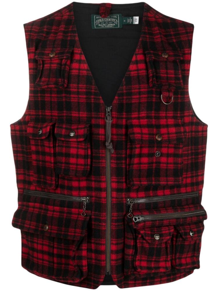 Polo Ralph Lauren check-print zip-up gilet - Red Cover