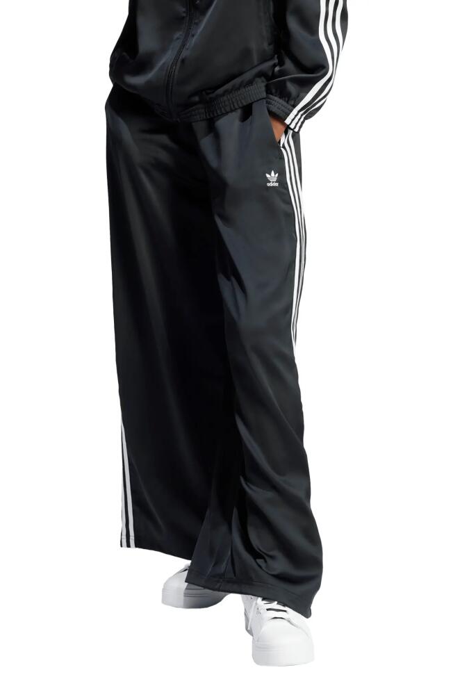 adidas Originals Recycled Polyester Satin Wide Leg Track Pants in Black Cover