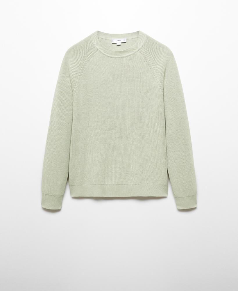 Mango Men's Ribbed Round-Neck Sweater - Pastel Green Cover