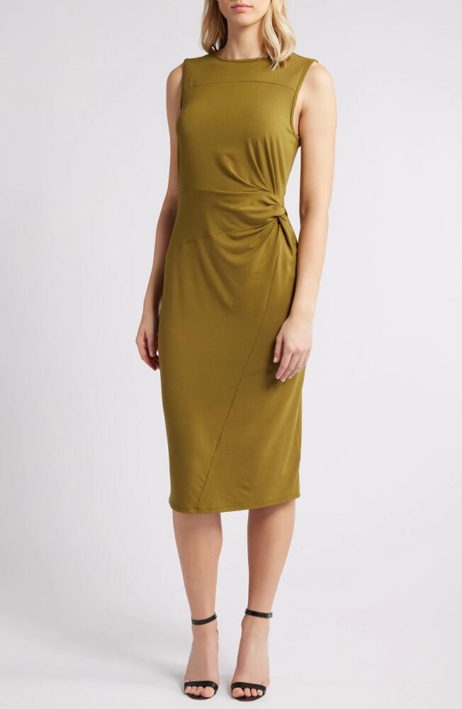 halogen(r) Side Twist Midi Dress in Olive Drab Green Cover