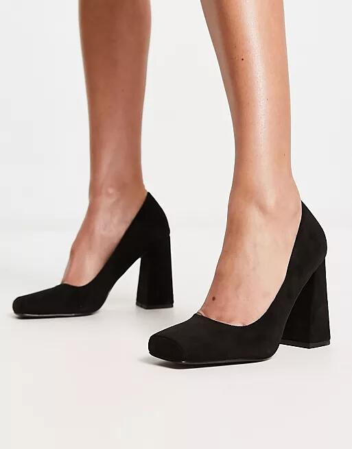 RAID Petunia square toe shoes in black faux suede Cover