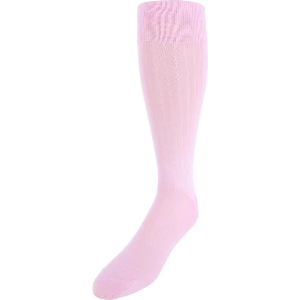 Trafalgar Jasper Mercerized Cotton Ribbed Mid-Calf Solid Color Socks in Pink Cover