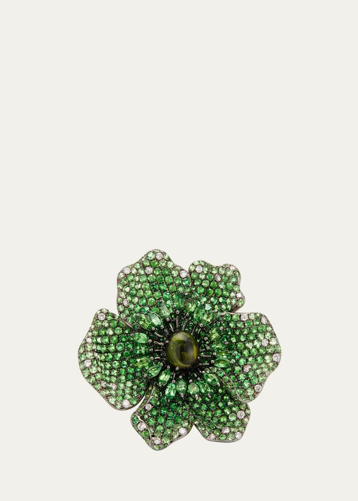 Stefere 18k White Gold Green Ring from the Flower Collection, Size 7 Cover