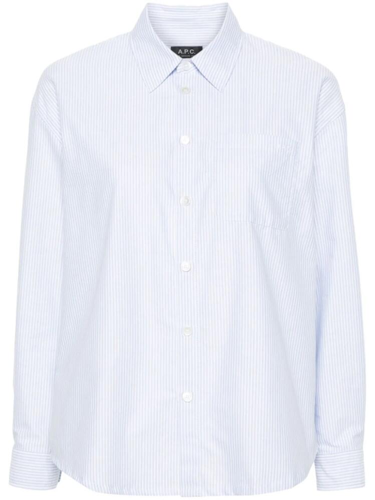 A.P.C. logo-embroidered striped shirt - White Cover