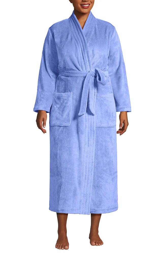 Lands' End Tall Cozy Plush Long Wrap Robe in Light Cornflower Cover