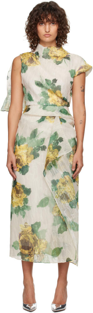 Erdem Off-White Draped Midi Dress Cover