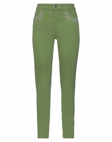 Blugirl Blumarine Woman Jeans Green Cotton, Elastomultiester, Elastane Cover