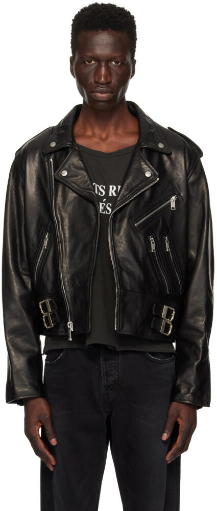 Enfants Riches Déprimés Black Rose Buckle Leather Jacket Cover