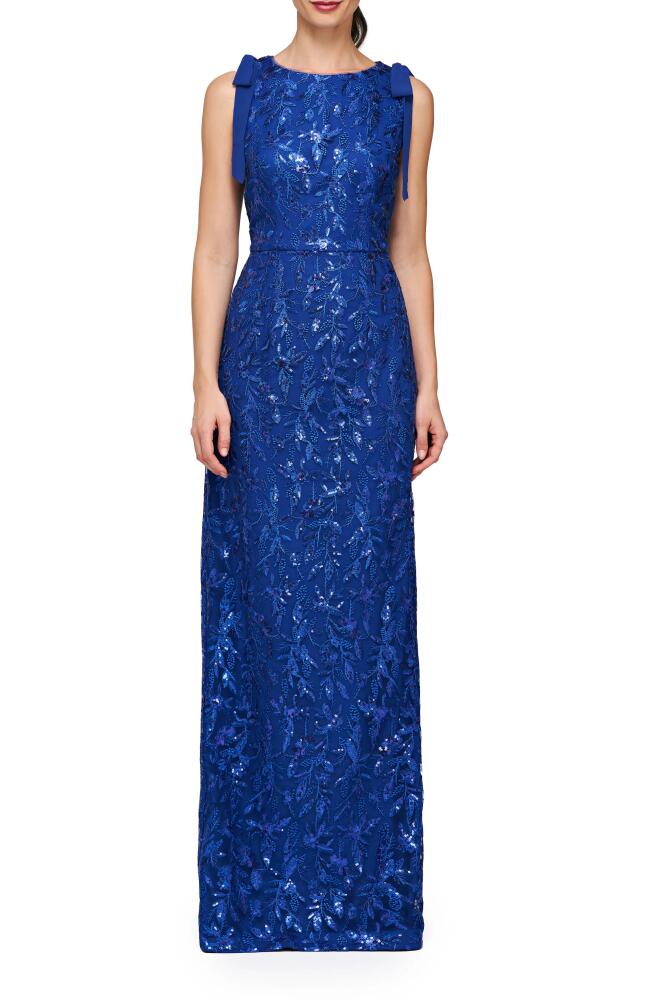 JS Collections Khloe Sequin Embroidered Column Gown in Blueberry Cover