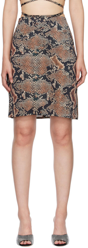 Atlein Black Snake Print Miniskirt Cover