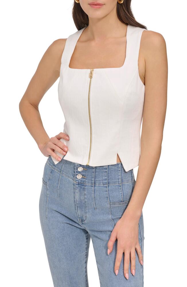 DKNY Zip Front Corset Top in Eggnog Cover