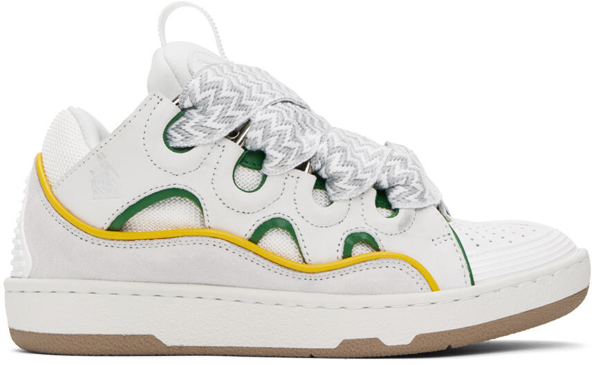 Lanvin SSENSE Exclusive White & Green Curb Sneakers Cover