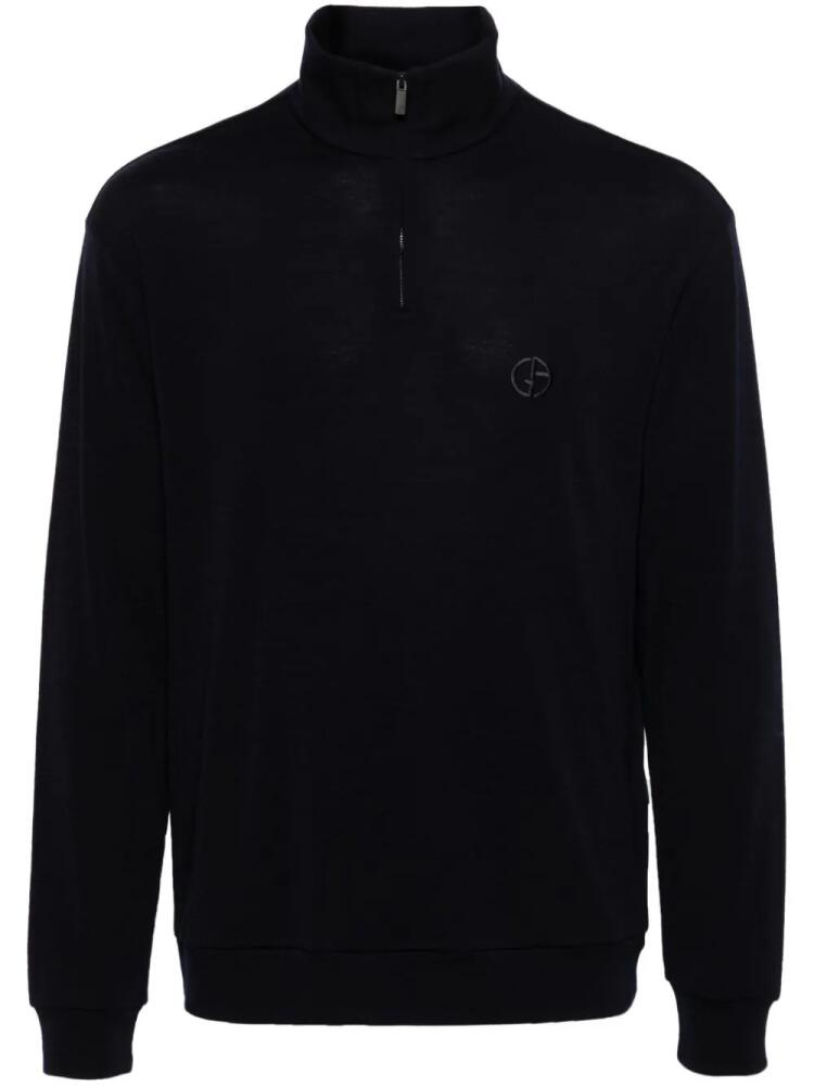 Giorgio Armani logo-embroidered sweater - Blue Cover