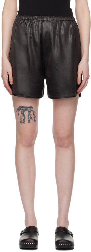 Filippa K Brown Glossy Shorts Cover