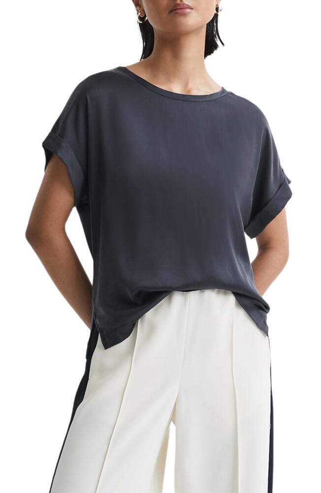 Reiss Helen Silk Blend T-Shirt in Navy Cover