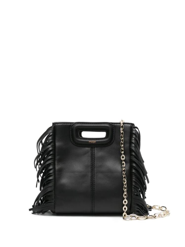 Maje small M fringed leather bag - Black Cover