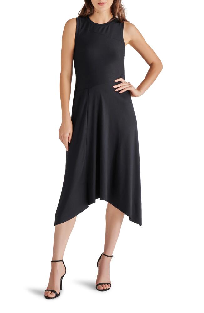 Steve Madden Anisa Rib Handkerchief Hem Midi Dress in Black Cover