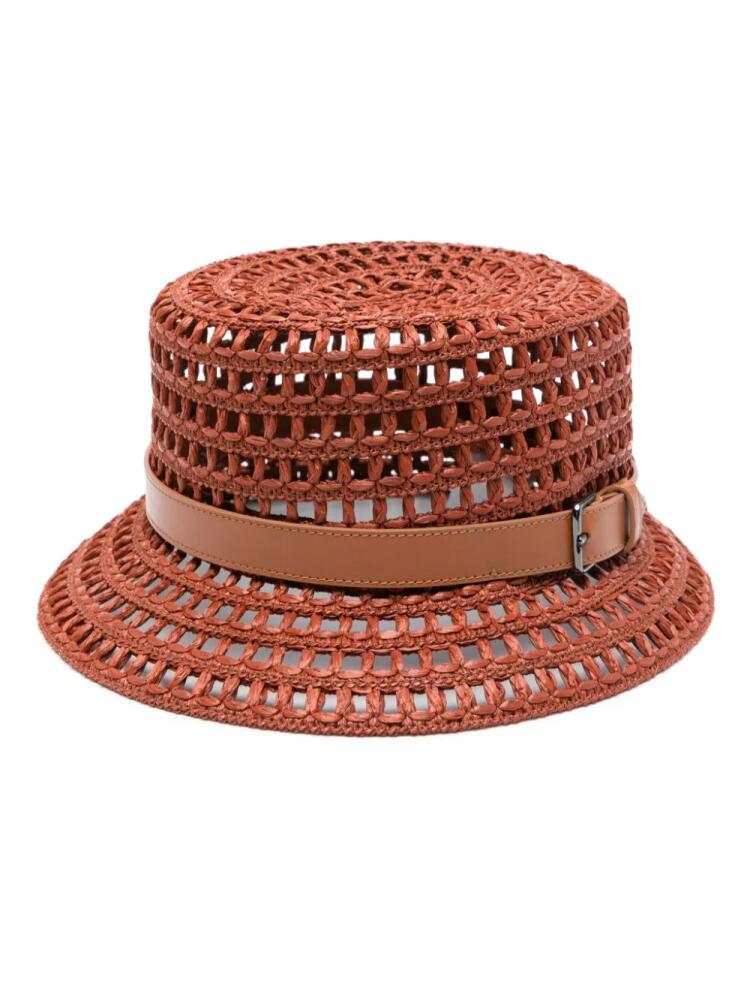 Max Mara leather-detail crochet hat - Brown Cover