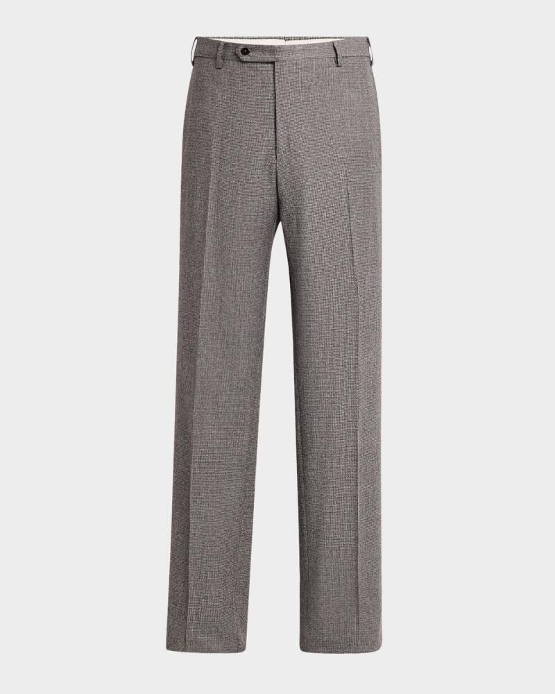 Zanella Men's Devon Mini-Check Wool Trousers Cover